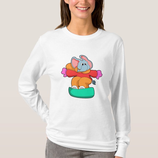 T-shirt Elephant au snowboard avec snowboard (Devant)