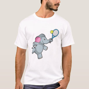 T-shirt Elephant au Tennis avec raquette de tennis
