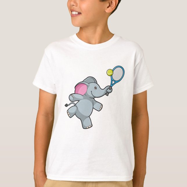 T-shirt Elephant au Tennis avec raquette de tennis (Devant)
