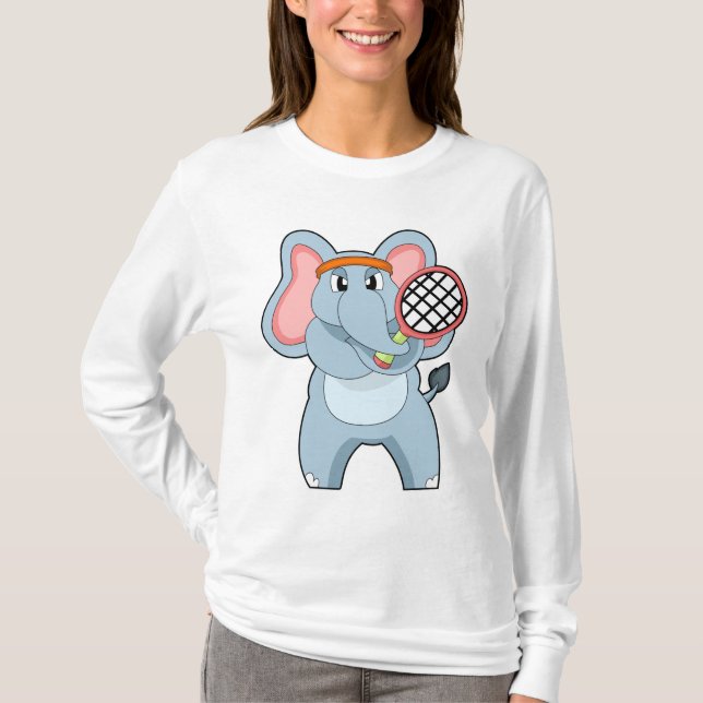 T-shirt Elephant au Tennis avec raquette de tennis (Devant)