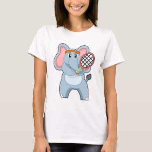 T-shirt Elephant au Tennis avec raquette de tennis