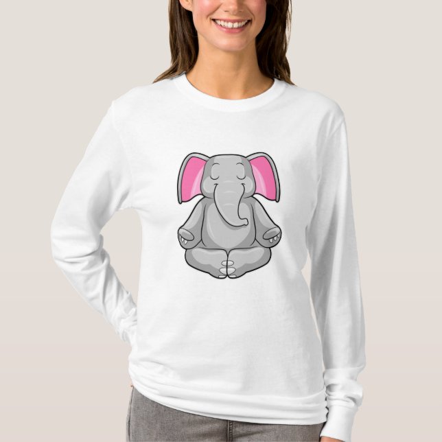 T-shirt Eléphant au yoga en jambe (Devant)