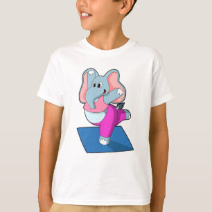 T-shirt Eléphant au Yoga Exercices d'étirement à debout