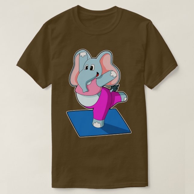 T-shirt Eléphant au Yoga Exercices d'étirement à debout (Design devant)