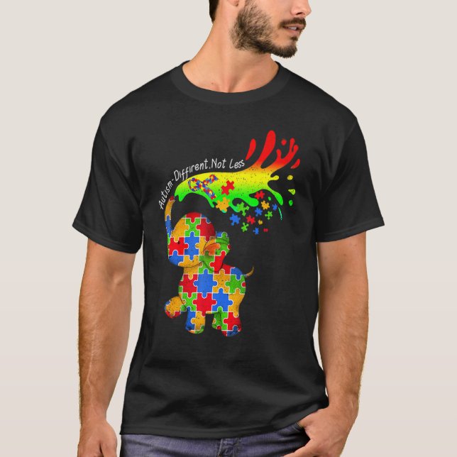 T-shirt Éléphant Autisme Différent Pas Moins Soyez Gentil  (Devant)