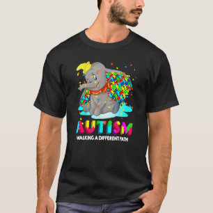 T-shirt Éléphant Autisme Dumbo Marchant Sur Un Chemin Diff