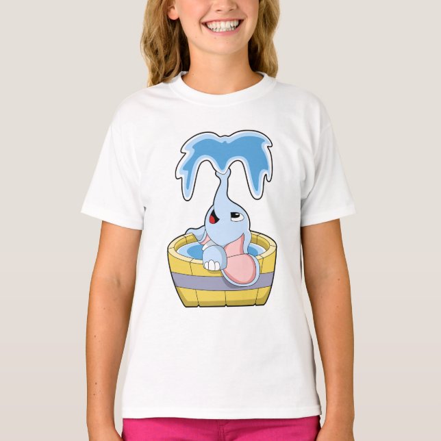 T-shirt Eléphant avec baignoire remplie d'eau (Devant)