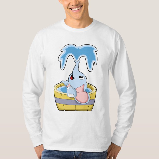 T-shirt Eléphant avec baignoire remplie d'eau (Devant)