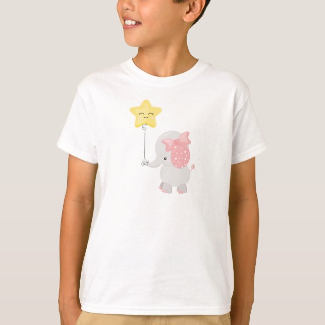 T-shirt Eléphant Avec Balloon, Couronne, Eléphant mignon,  (Devant)