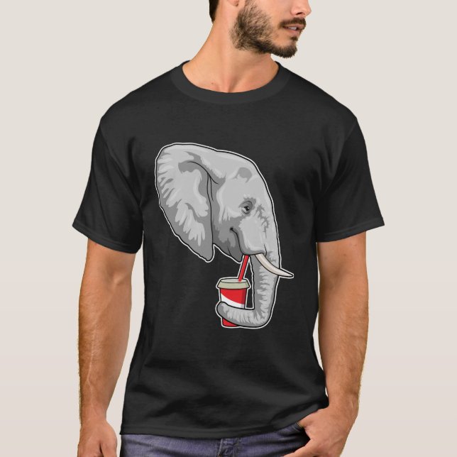 T-shirt Eléphant avec boisson (Devant)