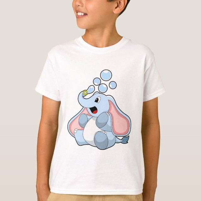 T-shirt Eléphant avec bulles d'eau (Devant)