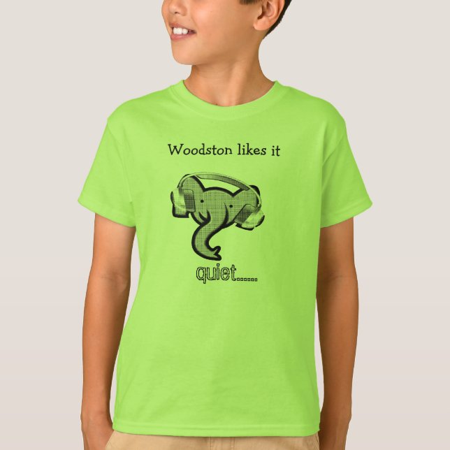T-shirt éléphant avec des écouteurs (Devant)