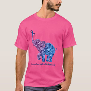 T-shirt Elephant Avec Fleur Rheumatoïde Arthrite Lauréats