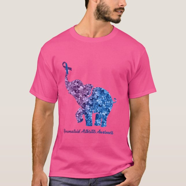 T-shirt Elephant Avec Fleur Rheumatoïde Arthrite Lauréats (Devant)