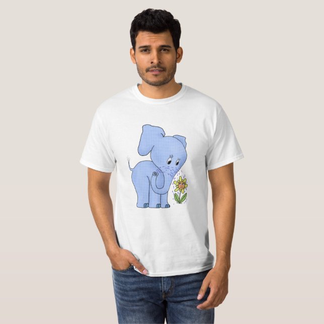 T-shirt Éléphant avec la fleur (Devant entier)
