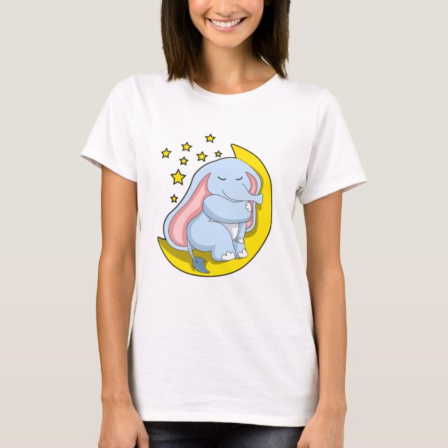 T-shirt Eléphant avec lune et étoiles (Devant)