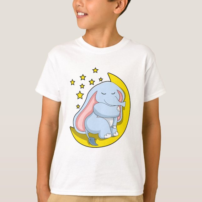 T-shirt Eléphant avec lune et étoiles (Devant)
