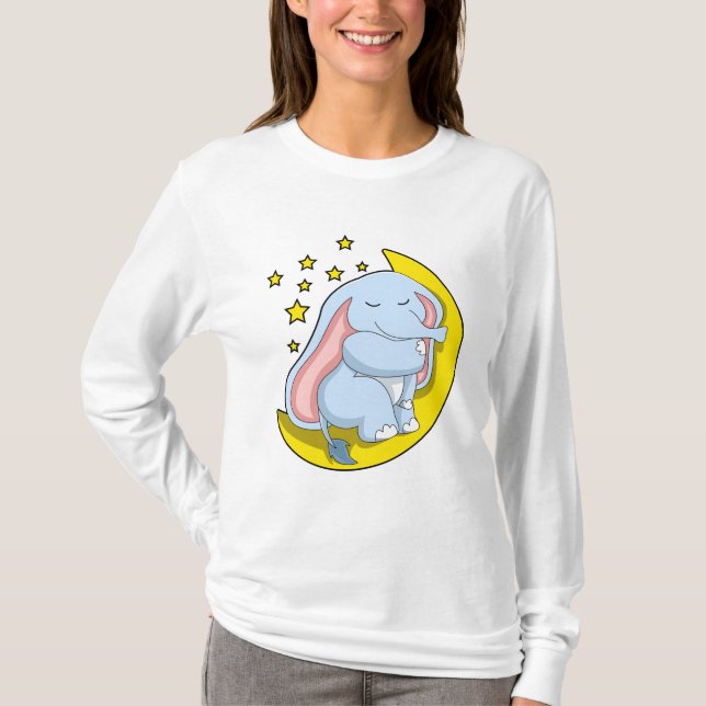 T-shirt Eléphant avec lune et étoiles (Devant)