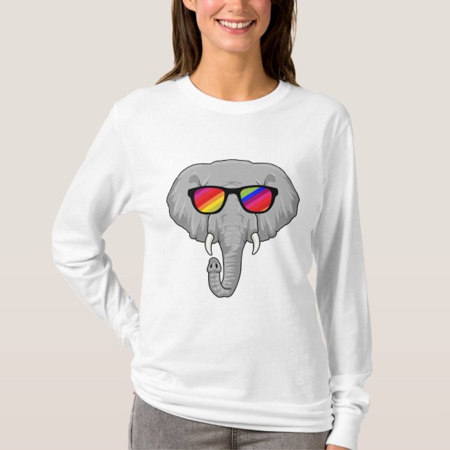 T-shirt Eléphant avec lunettes de soleil (Devant)