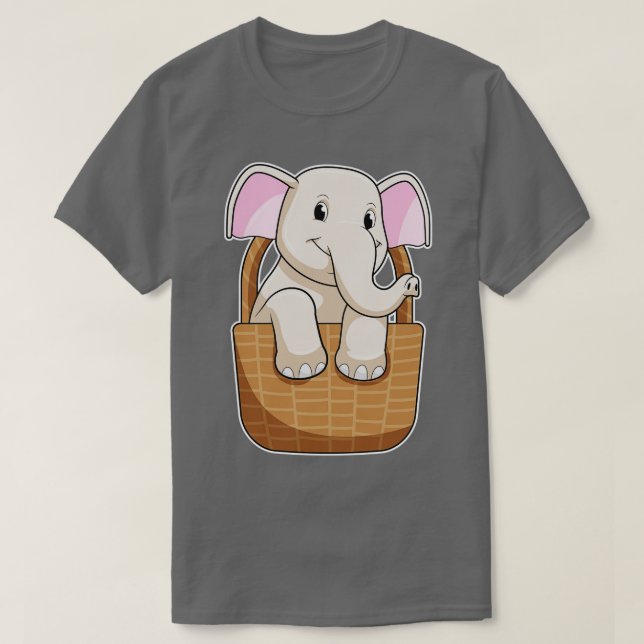 T-shirt Eléphant avec panier (Design devant)