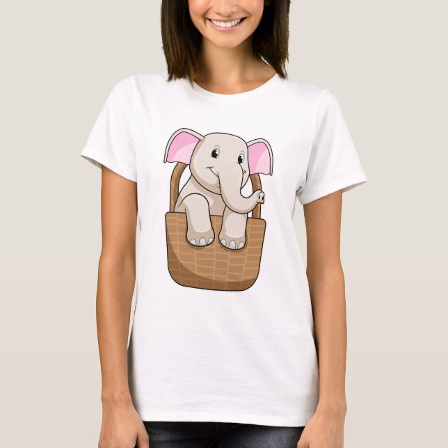 T-shirt Eléphant avec panier (Devant)
