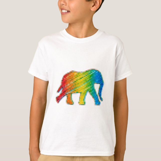 T-shirt Eléphant avec Pixels (Devant)