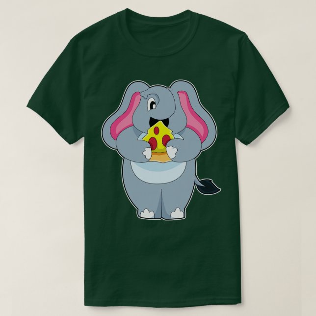 T-shirt Éléphant avec Pizza (Design devant)