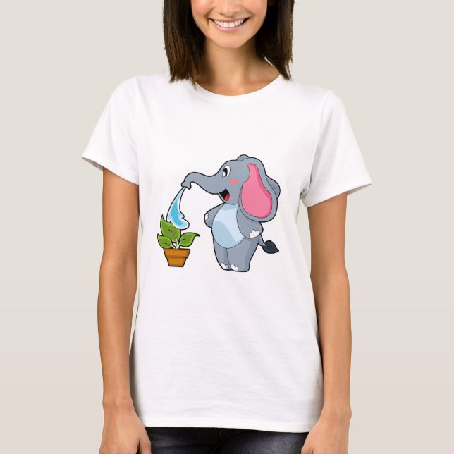T-shirt Eléphant avec Plante (Devant)