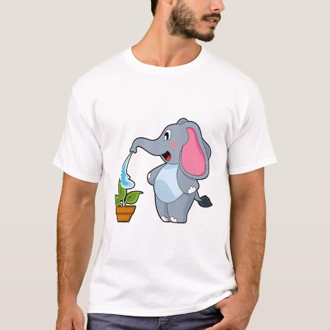 T-shirt Eléphant avec Plante (Devant)