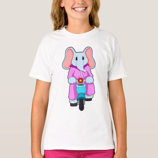 T-shirt Eléphant avec vélo (Devant)
