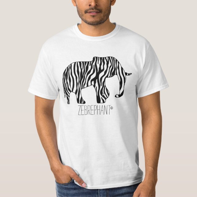 T-shirt Elephant avec Zebra Stripes + vos idées (Devant)