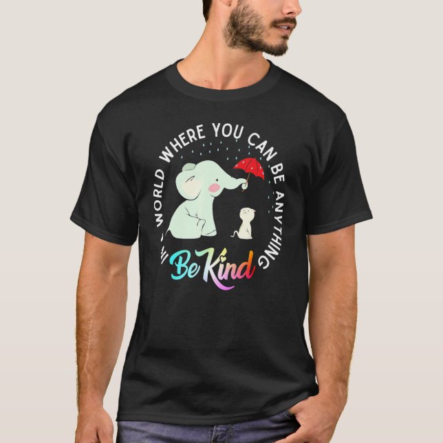 T-shirt Elephant Be Kind Cute Elephan Autism And Cat (Devant)