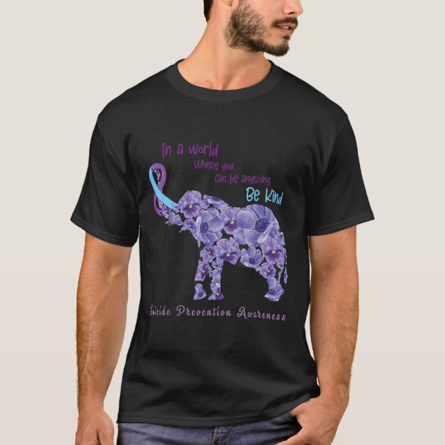 T-shirt Elephant Be Kind Semicolon Prévention du suicide A (Devant)