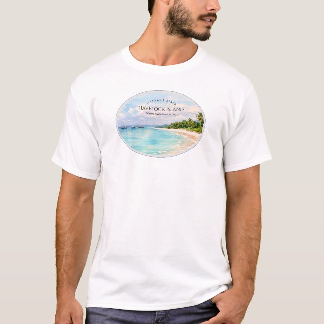 T-shirt Elephant Beach Watercolor – Andaman Keepsake Gift (Devant)