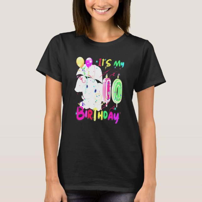 T-shirt Elephant Birthday It's My 10th Birthday Girls Elep (Devant)