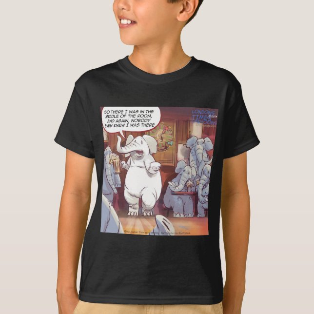 T-shirt Éléphant Blanc Drôle Dans La Pièce (Devant)