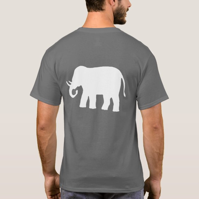T-shirt Éléphant Blanc sur Fond Sombre (Dos)