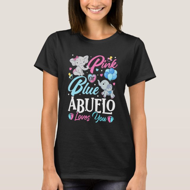 T-shirt Elephant bleu rose Abuelo vous aime Grossesse Reve (Devant)