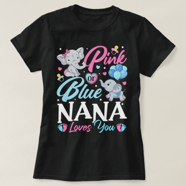 T-shirt Elephant bleu rose Nana vous aime Grossesse Révéla (Design devant)