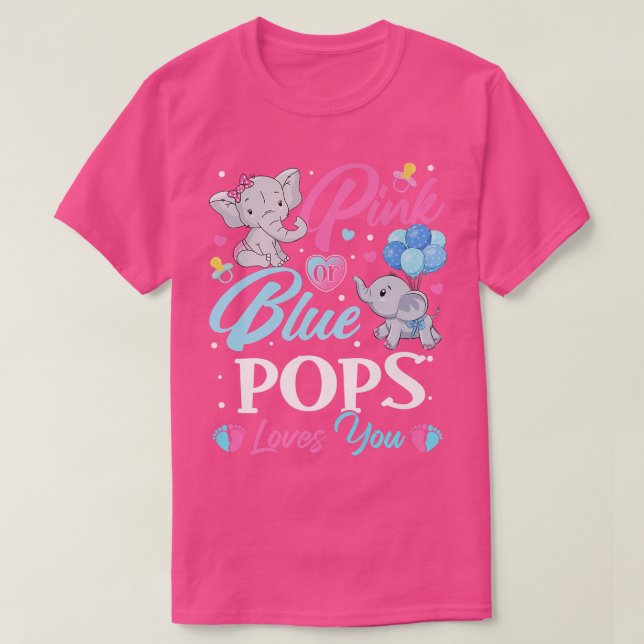 T-shirt Eléphant bleu rose POPS vous aime Grossesse Révéle (Design devant)