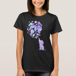 T-shirt Eléphant bleu violet Ballons Rheumatoid Arthrite