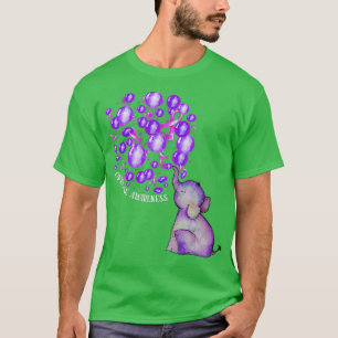 T-shirt Éléphant Blowing Up Purple Balloon Overdose Aware