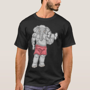 T-shirt Elephant Bodybuilder Dumbbell Bodybuilding