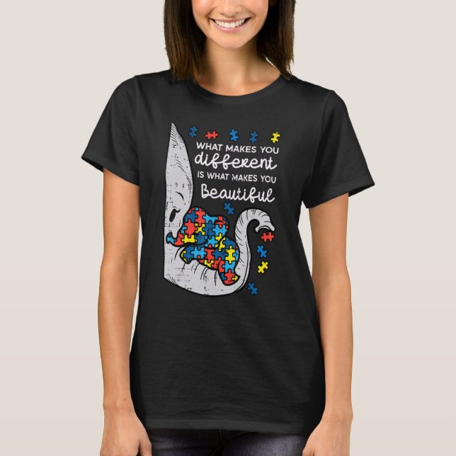 T-shirt Elephant Ce qui vous rend différentes Sensibilisat (Devant)