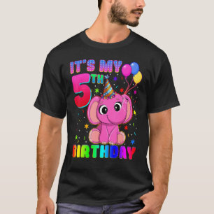 T-shirt Elephant C'est mon 5e anniversaire Animal Kids Boy