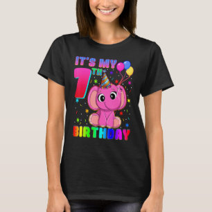 T-shirt Elephant C'est mon 7e anniversaire Animal Kids Boy