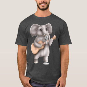 T-shirt Eléphant chanter Guitare Lecteur Musicien Cute