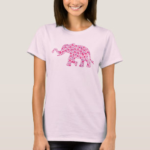 T-shirt Eléphant Coeurs roses