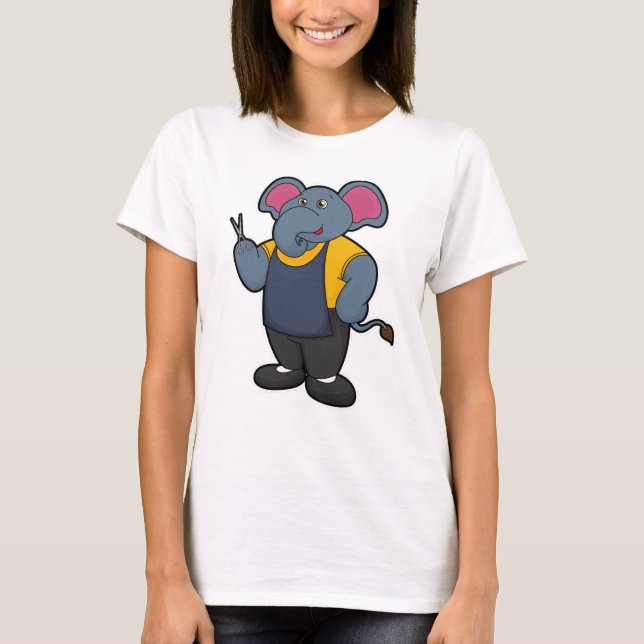 T-shirt Elephant coiffeur avec ciseaux (Devant)