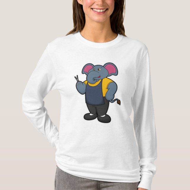 T-shirt Elephant coiffeur avec ciseaux (Devant)